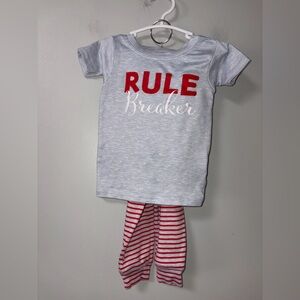Nova Kids gray red rule breaker pajama set 2 piece soft girls 2T